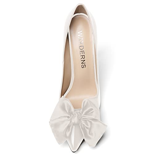 WAYDERNS Women's Wedding Slip On Patent Bow Pointed Toe Fashion Stiletto High Heel Pumps Shoes 5 Inch3