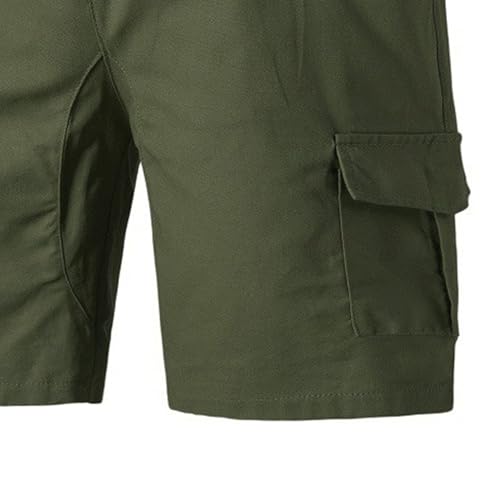 Shorts cargo casual de algodón para hombre con cintura elástica miniatura 5