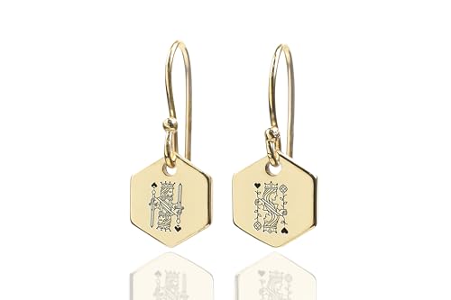 Boucles d'oreilles poker or pendantes hexagonales anniversaire femme