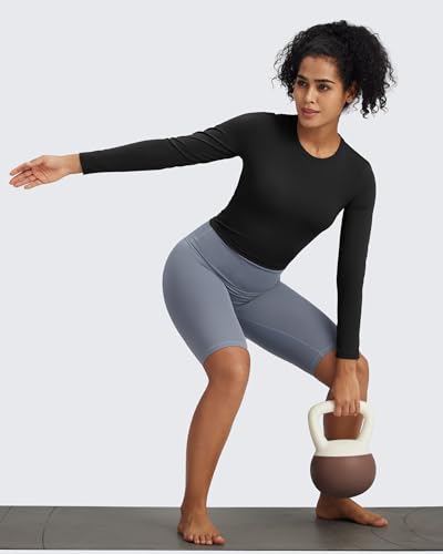 G4Free Long Sleeve Shirts For Women Slim Athletic Workout Tops Gym Yoga Wicking Base Layer High Neck Cropped Undershirt thumb #3