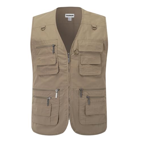 Image of Men's Outdoor Vest Summer Fishing Vest Utility Lightweight Travel Safari Photography Casual Gilet with Multi Pockets