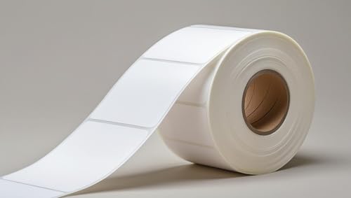 50x50 mm Kuşe Etiket Rulo Hotmelt Tutkal; 500'lü Sarım/Ø 40 mm