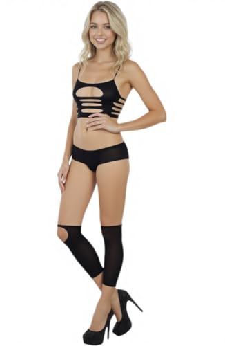 Image of ToBeInStyle Women's Crochet Lace Up Tube Top with G-String and Thigh Hi