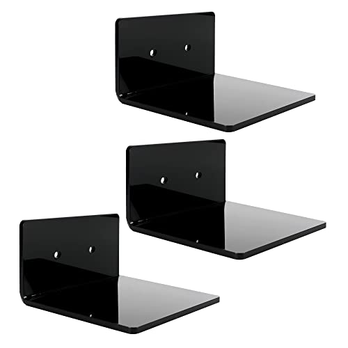 evron Acrylic Floating Shelves for Wall Decor (Black, S4.6 Z)