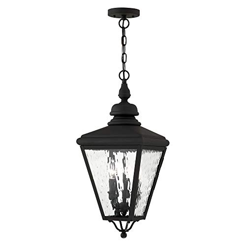 Livex 2035-04 Transitional Three Light Outdoor Pendant From Cambridge Collection In Black Finish, 10.63 Inches #TOP4