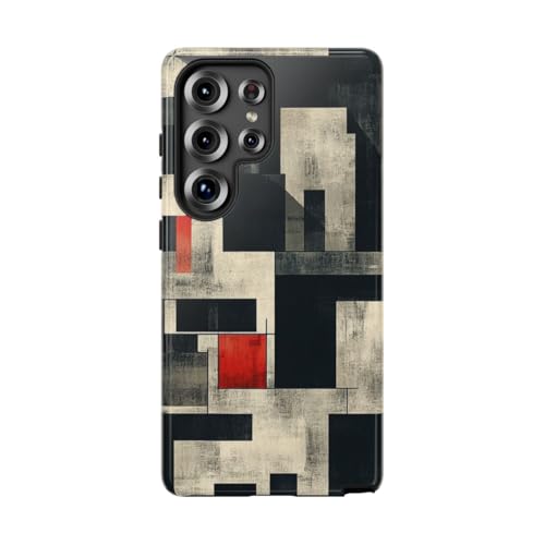 Coque Samsung Galaxy S25 Ultra rigide brillante motif géométrique abstrait rouge