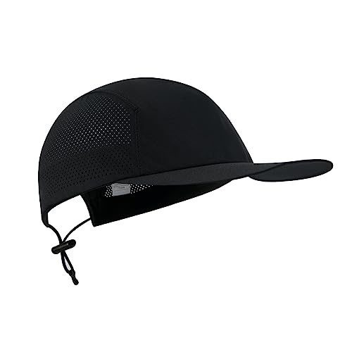 VOBOOM Unstructured Baseball Cap Flat Brim Quick Dry Outdoor Sports Hat for Men and Women (Black)