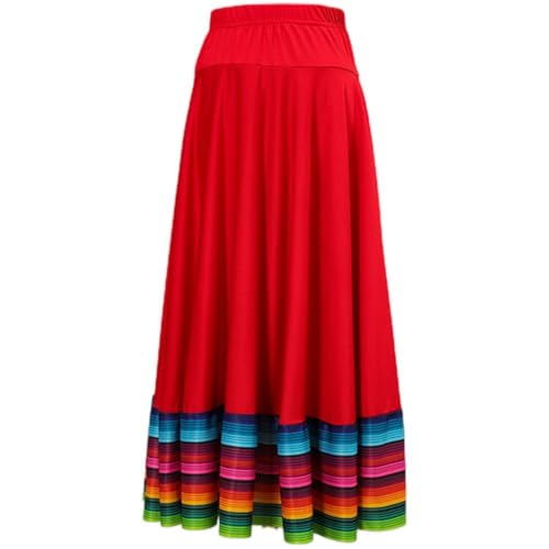 Zghhc Jupe De Danse Folklorique pour Femmes, Jupes Longues Colorées De Flamenco Espagnol, Costume De Spectacle De Danse Folklorique Mexicaine Folklorique pour Femmes