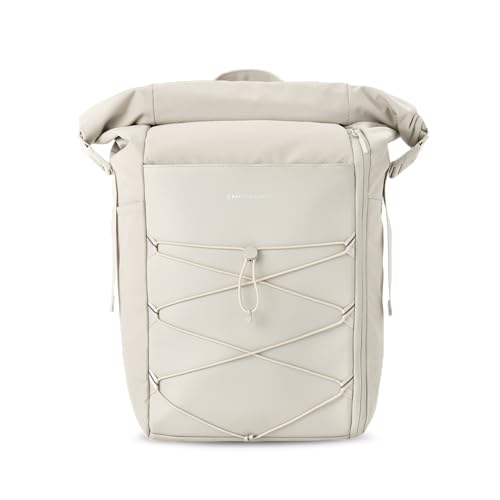 Kapten & Son Rucksack Yoho Sandstone 24-30 L | Rolltop Rucksack Damen & Herren Beige | Handgepäckrucksack mit 14 Zoll Laptopfach & seitlicher Öffnung | Backpack ideal für Reisen, Uni, Arbeit, Sport