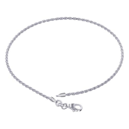 Gem Avenue Italian 925 Sterling Silver Lobster Clasp Rope Foot Chain Anklet Ankle Bracelets