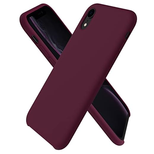 ORNARTO Flytande silikonfodral för iPhone XR, smal vätska silikon mjuk gel gummi fodral skydd för iPhone XR(2019) 15,5 cm, Vinröd