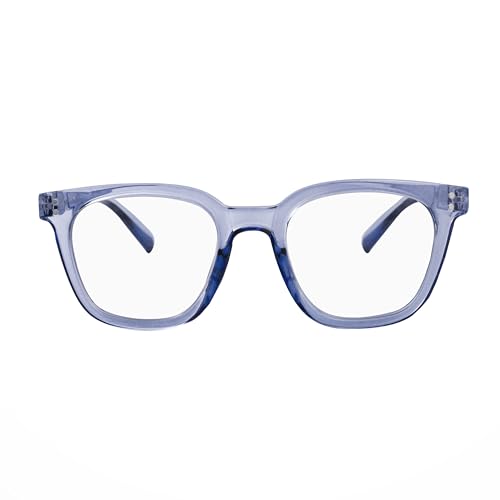 OKH Gafas Filtro Luz Azul Hombre Mujer – Montura Cuadrada Grande, Antideslumbrante y Antifatiga Sin Graduación, Gafas de Ordenador Modernas (Azul claro transparente)