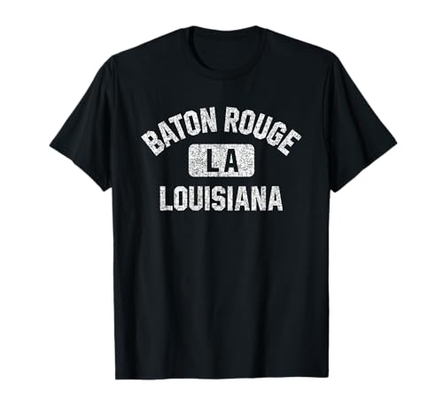 Baton Rouge Louisiana Gym Distressed White T-Shirt