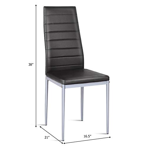 Costway Set Of 4 Dining Chairs, Upholstered Armless Chairs With Waterproof Pvc Surface, Modern Contemporary Chairs With Solid Metal Legs & Non-Slip Feet Pads, Padded Side Chairs For Living Room #TOP2