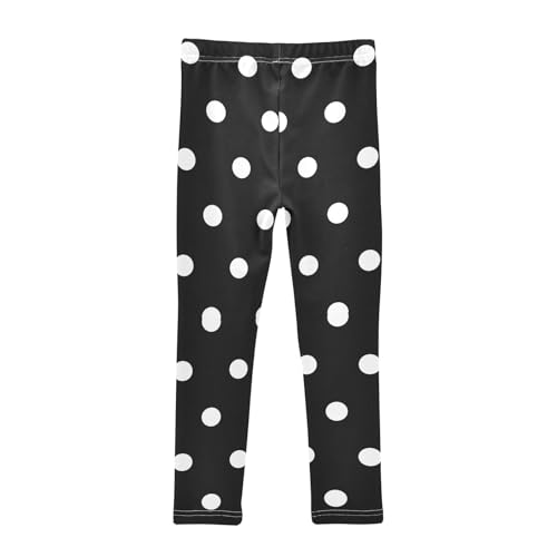 Classic Black White Polka Dot Leggings for Girls Yoga Pants Dance Tights Trousers Slim Long Pants, 4T2