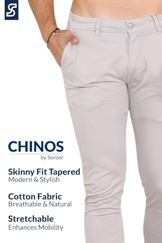 Soroor Skinny Fit Chinos Pants Men - Versatile Mens Chinos Pants for Work, Sleek Khaki Pants Men | Twill Cotton Mens Chino3