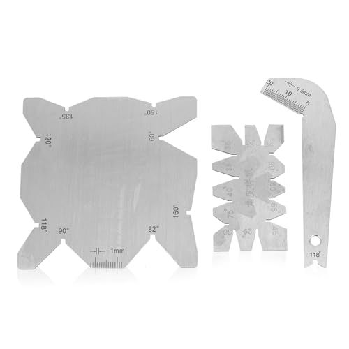 Drill Bits Angle Gauge, 3pcs Drill Bits Angle Gauge Alloy Steel Angle Measuring Gage Hand Measure Tools for Drill Bits Sharpener, Table Saw