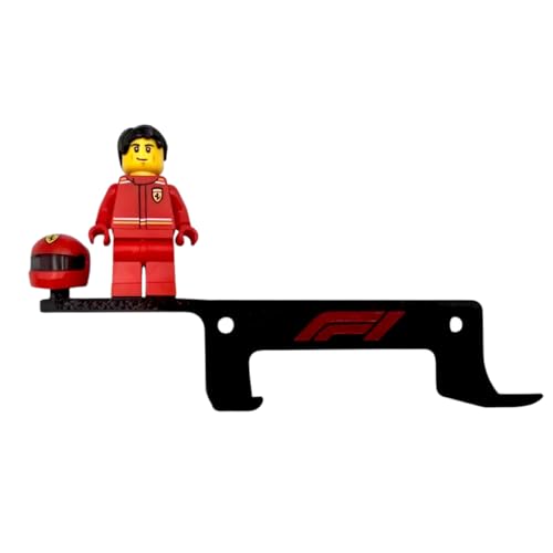 Image of 2 Pack F1 Car Wall Mount Compatible with Speed Champions Building Brick Cars | Racing Car Display Hanger with Screws Included | Durable Bioplastic Wall Holder (Wall mount with Driver Slot)
