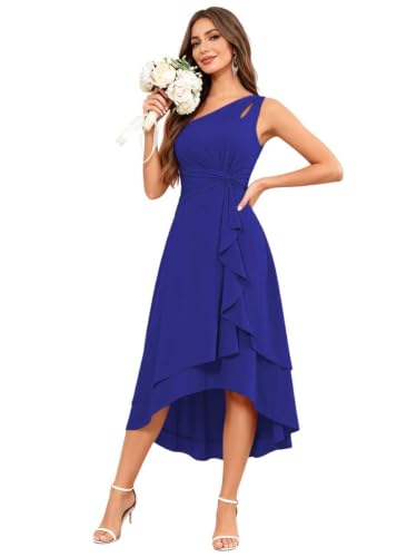Robe de demoiselle d'honneur asymétrique noire de soirée longue