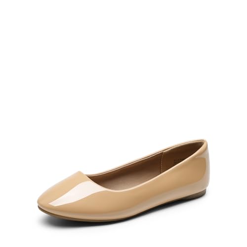DREAM PAIRS Women's Sole-Simple Wide Width Flats, Ballerina Walking Flats, Comfortable Slip on Shoes 5.5 Nude-pat-1