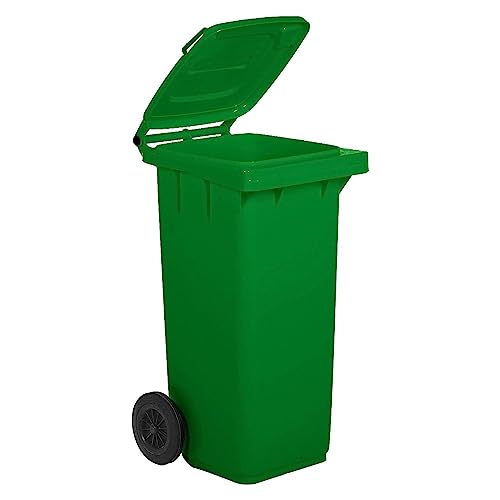 La zappa Bidone per la raccolta differenziata di immondizia con ruote (120 lt - 55 x 50 x 94 cm, Verde)