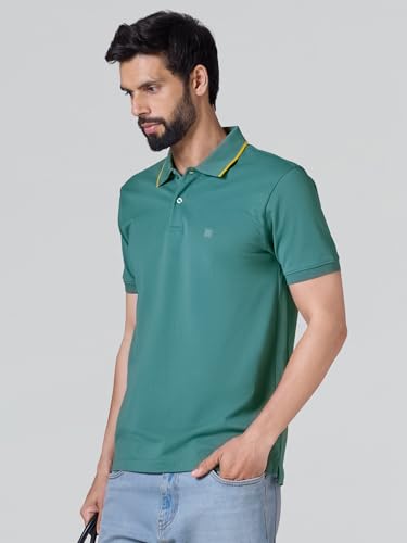 Image of XYXX Men's Apex Mercerized Cotton Striped Collar Pique Polo T-Shirt