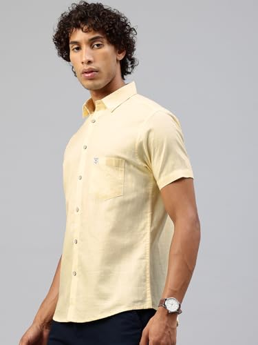 Image of Majestic Man Men Slim Fit Pure Cotton Solid Half Sleeve Casual Shirt