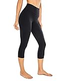 CRZ YOGA Mujer Naked Feeling Leggings Deportivas Cintura Alta Yoga Fitness Pantalones con Bolsillo -48cm Negro R418 38