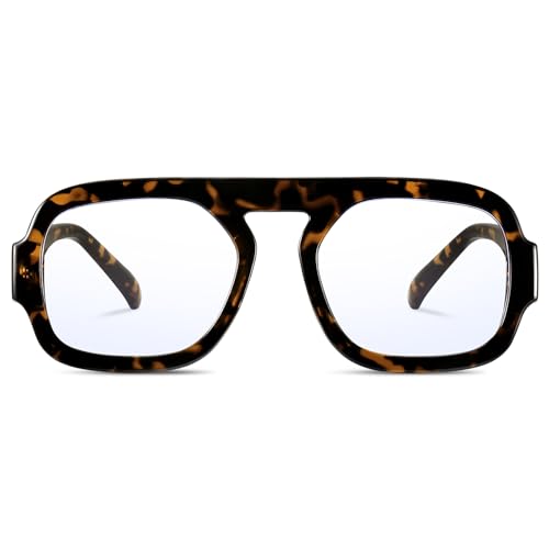 Image of Aviator Blue Light Blocking Glasses for Women Men Square Flat Top Computer TV Eyeglasses Anti Eyestrain