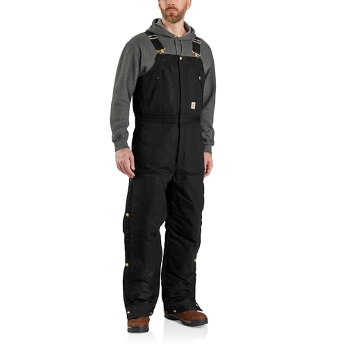 Carhartt Men's Loose Fit Firm Duck Insulated Biberall, Black, Medium