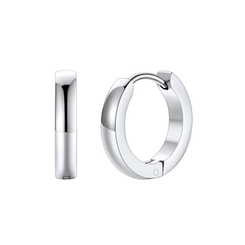 FaithHeart Stainless Steel Black/Silver/Gold Hoop Earrings for Men - Hypoallergenic Small Huggie Hoop Earrings Lightweight Sleeper Earrings Waterproof Cartilage Piercing Jewelry Gift 7-16mm