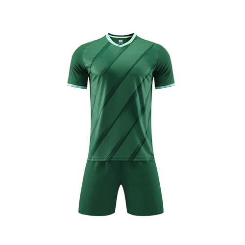 Set da calcio per bambini, ragazzi e ragazze, set da calcio con pantaloncini + maglietta, tuta in PE per la scuola, divisa sportiva in rete traspirante, kit di divisa sportiva (verde, 11-12 anni)