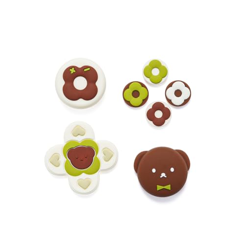 Image of GeekShare Cross D-Pad Button Caps Thumb Grip Caps Set Compatible with Switch /OLED, ABXY Key Buttons Sticker Cover Caps for Switch, Kuma Donut