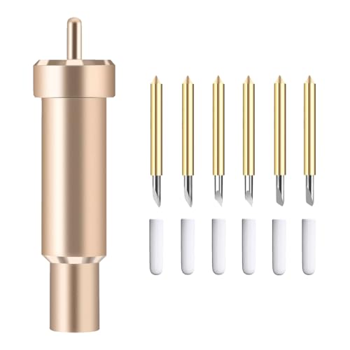 6 Piezas Cuchillas de Hojas de Corte Profundo con Carcasa para Cricut Maker, Explore Air 2, Explore 3, Air 3 y Explore One, Cuchillas 30/45/60 Grados para Manualidades Cartulina, Vinilo y Fieltro, oro