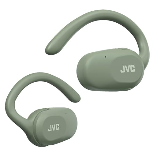 JVC Auriculares Inalámbricos Bluetooth | 26h de Batería y Carga Rápida | Oido Abierto | Ligeros y Resistentes a Salpicaduras | Ideales para el Deporte y Control Táctil - HA-NP40T (Verde)