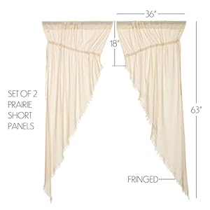 VHC Brands Tobacco Cloth Fringed Farmhouse Decor Kitchen Swag Prairie Panels Door Window Tier Set Curtains for Kitchen Bedroom Bathroom Living Room Dining (Natural, Short Prairie Panel Pair) VHC Brands Tobacco Cloth Fringed Farmhouse Decor Kitchen Swag Prairie Panels Door Window Tier Set Curtains for Kitchen Bedroom Bathroom Living Room Dining Natural Short Prairie Panel Pair
