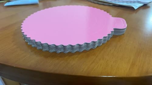 GHGVOLB Cake Boards 8 Inch Round 8 Pack Pink Cake Drums with Elegant Matte Finish, Sturdy Food-Grade Cardboard, Greaseproof Disposable Base for Displaying & Serving Cakes, Pastries & More