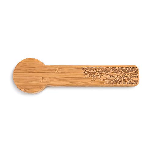 Floral Natural Brown 6.25 x 1.75 Bamboo Wood Specialty Scoop Spoon Clip