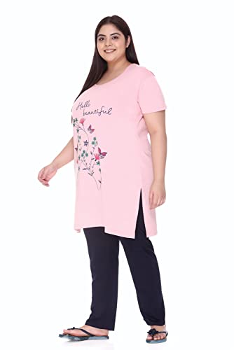 Image of In Love Women's Plus Size Graphic Printed Cotton Night Suit Set Short Sleeve