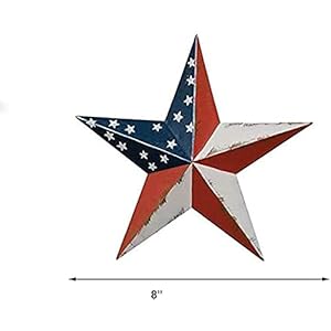 Dimensional Metal Antique Barn Star Rustic Country Primitive Wall Decor,3D Barn Star Indoor Outdoor 4th July Wall Decoration,8 inch (Americana Star) Dimensional Metal Antique Barn Star Rustic Country Primitive Wall Decor3D Barn Star Indoor Outdoor 4th July Wall Decoration8 inch Americana Star