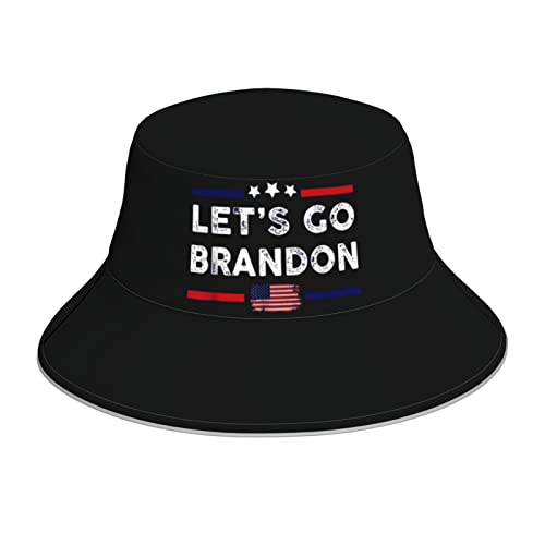 Unisex Let's Go Brandon Reversible Bucket Print Hat Night Reflective Strip Travel Sun Hat Fisherman Hats