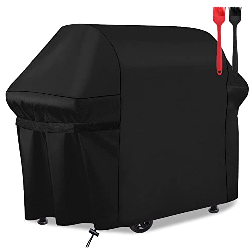 Housse Barbecue Plancha Bâche Extérieur - House Protection BBQ à Gaz Charbon Camping 420D Tissu Oxford Couverture de Grill Anti-l'eau/UV/Vent/l'Humidité/Antipoussière avec Brosse Grill 147*61*122cm