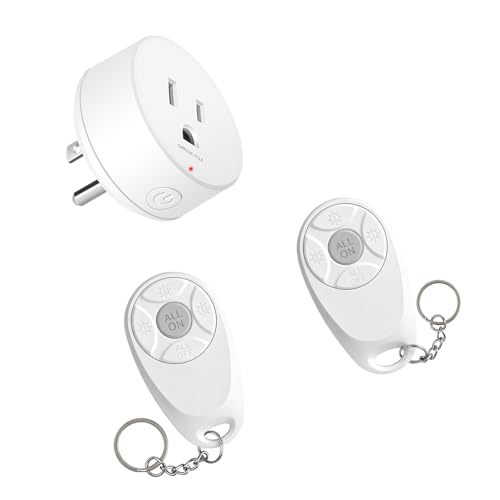 Image of Remote Control Outlet,Greencycle 2 Remote Light Switches and 1 Plug,Wireless Light Switch,500ft Range,No Wiring Needed,15A /1875W for Household Appliances,FCC Certified,White