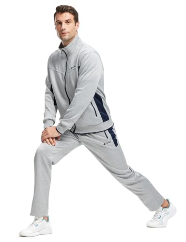 TBMPOY Men's Tracksuits Sweatsuits for Men Sweat Track Suits 2 Piece Casual Athletic Jogging Warm Up Full Zip Sets