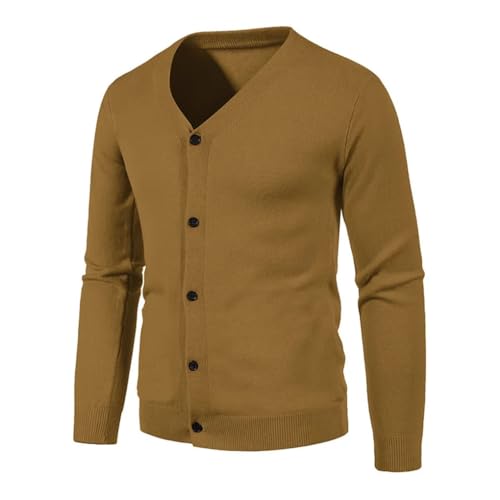 Men's Cardigan Sweaters V Neck Slim Fit Solid Color Casual Korean Long Sleeve Knit Sweater2