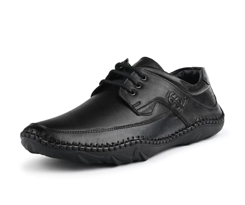 Image of LOUIS STITCH Genuine Leather Formal Shoes for Men | Ultra Lightweight and Flexible Rubber Sole Men's Formal Derby Shoes | Formal Lace Up Derby Shoes for Men | LSAXPL |