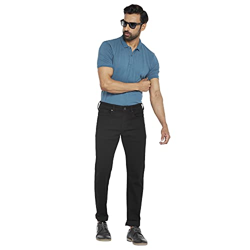 Image of Everblue Men Solid Stretchable Black Comfort Slim Midrise Jeans