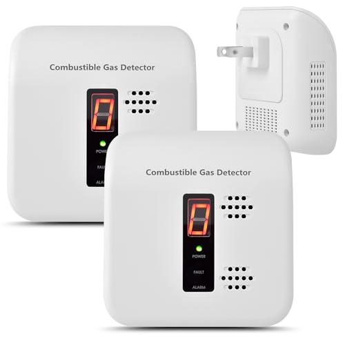 Gas Leak Detector, 2 Pack Natural Gas Alarm for Home & RV, Plug-in Propane Detector Monitor with Audible & Visual Alarm, AC 110V-240V, White Color