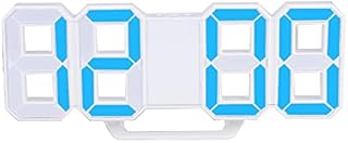 4 Colors 3D LED Digital Alarm Clock on Desktop/Wall for Home Bedroom Decoration with White Case USB Cable Cord Big Number Adjustable Brightness Snooze Sleep Memory Mode(Blue)