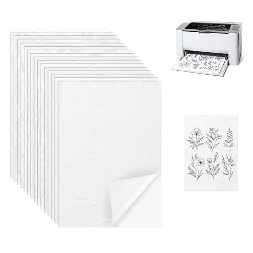 HURODZ 15 Stück Stickvlies Wasserlöslich Selbstklebend A4 Selbstklebende Wasserlösliches Stickpapier Bedruckbare Stickereipapier für Drucken Zeichnen Maschinen Handstickerei (30x21cm)